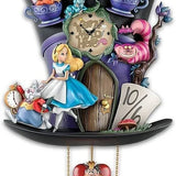 Relógio cuco de parede Alice no País das Maravilhas "Chapeleiro Louco"