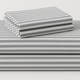Jogo de Cama Queen Listrado Cinza e Branco - 4 Peças