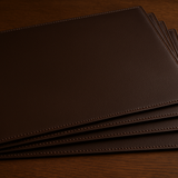 Conjunto 6 Jogos Americanos Couro Marrom - Premium Costurado