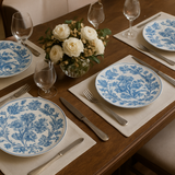 Conjunto 6 Pratos Decorativos Botânicos Azul - Cerâmica Artística