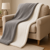 Manta Sherpa Dupla Face Cinza e Branca 150x200cm