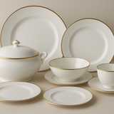 Aparelho de Jantar Porcelana Branca Filete Dourado - 20 Peças