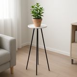Suporte para Plantas Tripé Metal Preto com Base Cerâmica 70cm